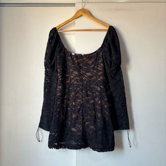 For Love and Lemons Violetta Slip Lace Dress in Black - Picture 8 of 14